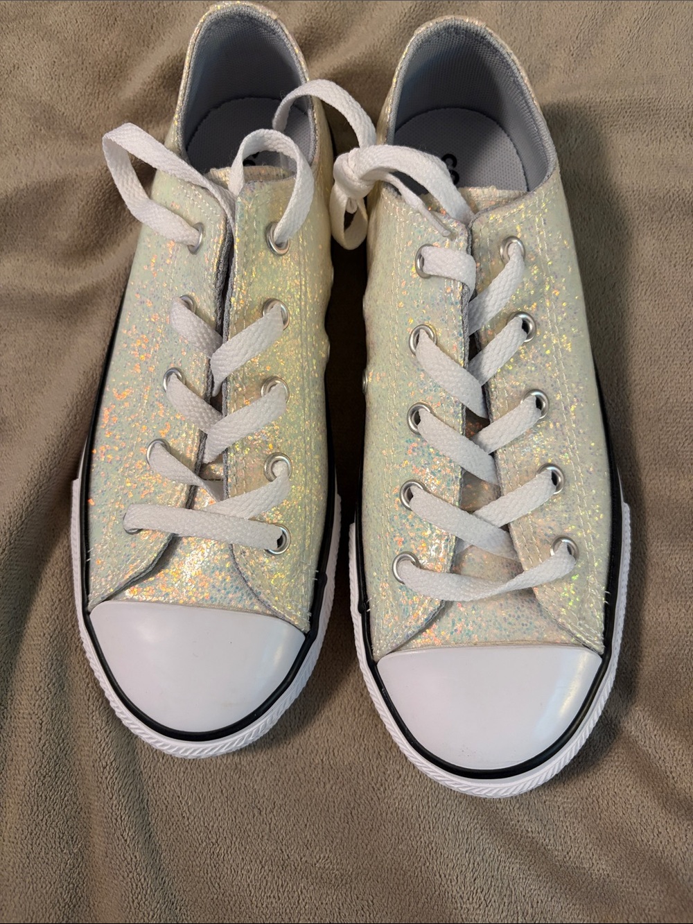 Sparkle Canvas Sneakers - White Glitter